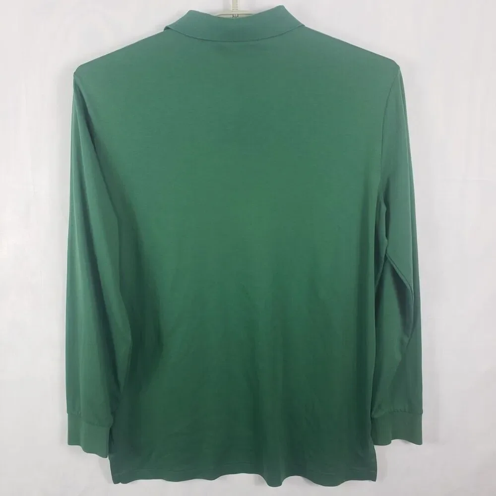 Ralph Lauren Polo Golf Shirt Mens L Green Long Sleeves Cotton